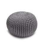 Home Sweet Home UK Handmade Ottoman Large Knitted Pouffe Footstool - 100% Cotton Chunky Knitted Round Pouffes For Living Room - Suitable For Resting Feet, Occasional Seating & Decor