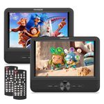 FANGOR 7.5" Dual Portable DVD Player for Car, Car DVD Player Dual Screen Play a Same or Two Different Movies with Headrest Strap, Regions Free, Support Last Memory, AV Out & in, USB/SD Card