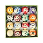 Aska Pool Boston Numbered Billiard Ball Set, Marble/Swirl Style, 2 1/4"