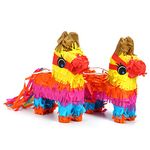 Pinatas for Birthday Party – 2-Piece Set Donkey Mini Pinata Mexican Party Decorations – Colorful Fiesta Party Supplies for Kids – Ideal for Birthday Parties, Themed Horse Party Decorations