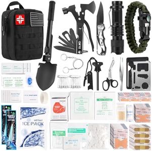 DLMD 320 PCS Survival Kits First Aid Kit, Gifts for Men Christmas Him Dad, Survival Gear and Equipment with Tactical Molle Pouch for Car Camping Hiking Outdoor Adventure Earthquake Home Office