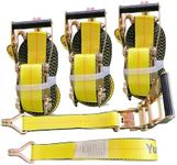 Yuoneiy Ratchet Straps Heavy Duty (4PK) 2" x 30' x 10000 lbs J Hook Tie Down Strap Ratcheting for Truck, ATV, UTV and Trailer