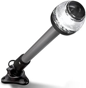 White All-Round LED Marine Navigation Anchor Light [IP67 Waterproof] [USCG Approved] [Corrosion Resistant Chrome and ABS] 3 Nautical Mile Visibility for Fishing Boat Yacht Pontoon up to 39.4' (20m)