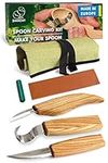 BeaverCraft Wood Carving Tools Set for Spoon Carving 3 Knives in Tools Roll Leather Strop and Polishing Compound Hook Sloyd Detail Knife Left-Handed Spoon Carving Knives (S13)