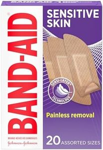 Band-Aid Brand Adhesive Bandages for Sensitive Skin, Hypoallergenic First Aid Bandages with Painless Removal, Stays on When Wet & Suitable for Eczema Prone Skin, Sterile, Assorted, 20 ct