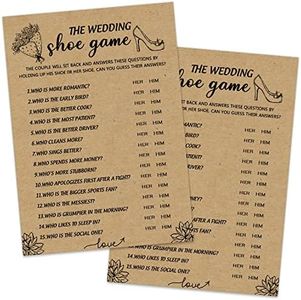 The Wedding Shoe Game, 30 Bridal Shower Shoe Game Cards, Bride and Groom Party Fun Activities, Rustic Minimal Bridal Shower Game, Engagement Party Cards For Wedding, Bridal Shower Decorations