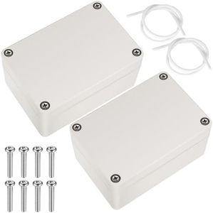 2 Pezzi Scatola di Giunzione Esterna, Scatole di Derivazione Impermeabili, Custodia Elettronica Scatole di Alimentazione Scatola Elettrica per Progetto di Strumento -100x68x50 mm/bianco