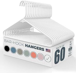 60pk Made in USA Strong Plastic Clothes Hangers Bulk | 20 30 50 100 Pack Available | Laundry Clothes Hanger | Coat Hangers Plastic | Heavy Duty Plastic Hanger for Closet and Clothing Hangars (White)