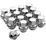 eSynic 16 Pack Professional Wheel Nuts Set for Ford Aluminum Alloy Steel Hex Wheel Nuts M12x1.5 Locking Wheel Nut Bolts Chrome Mild Steel 19mm Hex Taper Washer for Ford Focus Fiesta Mondeo etc