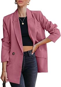 luvamia Blazer Jackets for Women Work Casual Office Long Sleeve Fashion Dressy Business Outfits, Desert Rose, Small