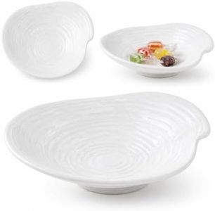 White Ceramic Decorative Bowl, Textured Centerpiece Bowl for Dining Table, Embossed Fruit Display Bowl for Kitchen Counter, Modern Decorative Bowl for Coffee Table, Entryway, Living Room Decor (M)