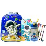 Urban Festivities Space Stationery Combo For Boys,Space Bag With Water Bottle,Space Pencil Set For Boys,Bag For Nursery/Ukg & Prep To Till Class 3Rd,Gifts Set (Pack Of 4,Metal,Pencil Box,Multicolor)