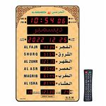 AL-HARAMEEN Plastic ,Azan Clock Led Prayer Clock,Big Wall Clock,Read Home/Office/Mosque Digital Azan Clock/Led Clock Ha-5151, Brown