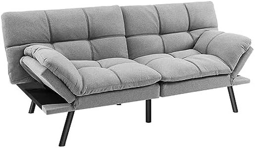 Giantex Convertible 3 Seater Sofa Bed, Memory Foam Futon Couch Bed w/Adjustable Backrest & Armrests, 273 kg Weight Capacity, Modern Futon Sofa Bed 182cm Compact Living Spaces, Small Apartments (Grey)