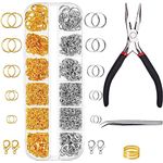 Yholin Jump Rings Jewellery Making Supplies, 1200Pcs Jewellery Repair kit with Jump Rings, Lobster Clasps, Plier and Tweezer, Jewellery Findings Tools for DIY Bracelet Necklace Earring Keychain