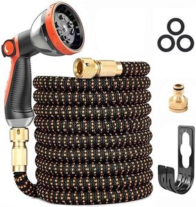 Expandable Garden Hose Pipe 75FT, Upgraded 3-Layer Latex No-Kink Flexible Water Hose, 3/4"&1/2" Metal Connectors, 10 Function Spray Nozzle, Hose for Gardening, Washing & Cleaning