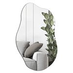 WOOD WORTH Irregular Mirror Wall Decor 19.7 x 33.5 Inch,Frameless Vanity Mirrors for Living Room Bedroom Home Office