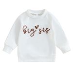 Koijhnb Baby Girl Sister Matching Outfits Long Sleeve Letter Printed Crewneck Sweatshirt Pullover T-Shirts Fall Winter Clothes(BS White,3-4T)