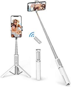 ATUMTEK Bluetooth Selfie Stick Tripod, Extendable 3 in 1 Aluminum Selfie Stick with Wireless Remote and Tripod Stand 270 Rotation for iPhone 13/12/11 Pro/XS Max/XS/XR/X, Samsung and Smartphone White