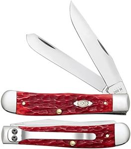 Case xx Peach Seed Jigged Dark Red Bone Trapper Knife CV Steel Pocket Clip