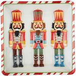 Mud Pie Glass Nutcracker Platters & Trays, 12 1/4" x 12 1/4", RED