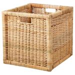 AKWAY Wicker wardrobe basket for storage, cloths, newspapers, photos, toys, plants or other memorabilia, 12.5 x 13.5 x 12.5 Inch, Beige (Beige, 11.5W x 11.5L x 11.5H)