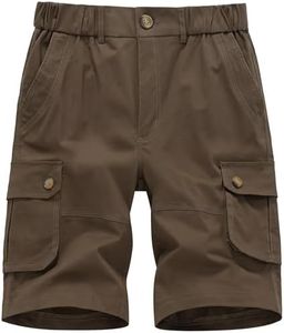 Msmsse Men's Cargo Shorts Elastic Waist Relaxed Fit Cotton Multi-Pocket Outdoor Work Fishing Shorts Brown 36