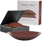 Nippies Nipple Cover - Sticky Adhesive Silicone Nipple Pasties - Reusable Pasty Nipple Covers for Women with Travel Box, Hazelnut, Large (Fits D+ Cups)