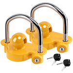 METOWARE Keyed Alike Trailer Coupler Lock Universal Adjustable Steel Trailer Hitch Lock, Anti Theft Trailer Ball Lock Towing Lock for Towing Trailer Security Fits 1-7/8",2”, 2-5/16" Coupler 2 Pack