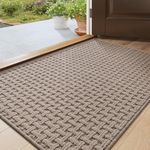 DEXI Dirt Trapper Indoor Door Mat 44 x 76 cm, Non-Slip Absorbent Entrance Rug, Low Profile Washable Doormats Inside Floor Mat for Front Door, Muddy Shoes & Paws, Beige