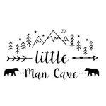 Little Man Cave Wall Decals Tribal Mountain Woodland Vinyl Stickers, Removable Art DIY Bear Decor Mural Wallpaper for Kids Room Bedroom Nursery Boys Room Decoration (Black)