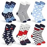 Tom Franks Ladies 6 Pack Design Cotton Rich Socks One Size Red & Blue Mix