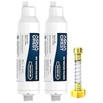 AQUA CREST RV Inline Water Filter with 1 Hose Protector, Reduces Lead, Fluoride, Chlorine, Bad Taste&Odor, Dedicated for RVs and Marines, 2 Pack Drinking & Washing Filter (Packing May Vary)