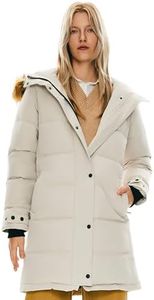 Orolay Women's Thickened Down Coat with Adjustable Hood Warm Winter Jacket Beige