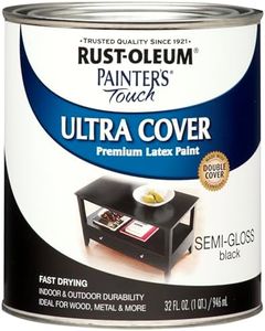 Rust-Oleum 1974502 Painter's Touch Latex Paint, Quart, Semi-Gloss Black 32 Fl Oz (Pack of 1)