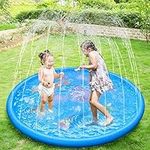 KAHEIGN 170CM Splash Water Play Mat Dolphin Tortoise Starfish Shell Crab Pattern Sprinkler Pad Summer Garden Outdoor Spray Water Toys for Kids Pets Family Activities