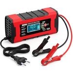 inveXo 10-A 12V 24V Smart Car Battery Charger, Bike, Truck | Automotive Trickle Charger, Battery Maintainer, Desulfator, Temp Compensation | Suitable for Lead Acid, AGM, Gel, SLA (10-A 12V & 5-A 24V)