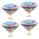 4pcs 50mm AB Color Coated Crystal Diamond Paperweight Suncatcher Rainbow Maker,Nail Diamond Backgrounds for Pictures, Home/Office Desk Decorations, Big Fake Diamond (AB Coated, 50mm)