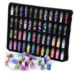 SYGA Acrylic 3D Glitter Powder Manicure Set of Nail Stickers, Nail Art Tool for Nail Decoration (Multicolour) - Set of 48 Bottles