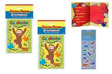 Unique Curious George Birthday Party Supplies Bundle Pack includes Party Invitations with Envelopes - 16 Count