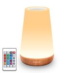 Auxmir Night Light, LED Touch Bedside Table Lamp, Remote Control Dimmable Light with RGB Color Changing, USB Rechargeable, Portable Lamp for Children, Kids, Bedroom, Living Room, Camping