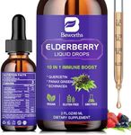 B BEWORTHS Elderberry Syrup | Quercetin Black Elderberry Liquid Drop with Quercetin, Panax Ginseng for Immune Support | Sambucus Elderberry with Vitamin C and Zinc, D3 | Vegan | Non-GMO | Original