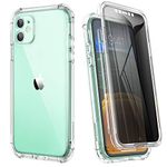 SURITCH Clear Case for iPhone 11,【Privacy Screen Protector】 Anti Spy Film Full Protection Hard Cover Hybrid TPU Bumper Rugged Case Anti Scratch Shockproof 360° Full Body Cover for iPhone 11 6.1 inch