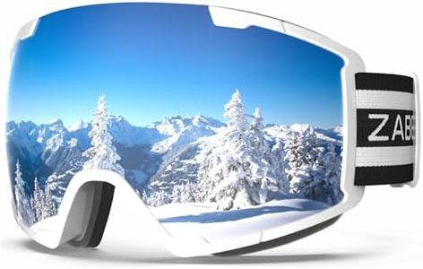 ZABERT Womens Ski Goggles Snow Snowboard Goggles Over Glasses OTG for Women Youth, Anti-fog for Skiing Snowboarding Snowmobile White Mirrored Silver