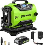 Greenworks 24V Portable Air Compressor- Cordless Tire Inflator, MAX 160 PSI, 2 Power Sources, Auto Shut Off, for Car, Bicycle, Motocycle, Air Boat, Inflatables, 2.0 AH Battery and Charger Included