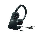 Jabra Evolve 75 UC Wireless Headset, Stereo – Includes Link 370 USB Adapter and Charging Stand – Bluetooth Headset with World-Class Speakers, Active Noise-Cancelling Microphone, All Day Battery