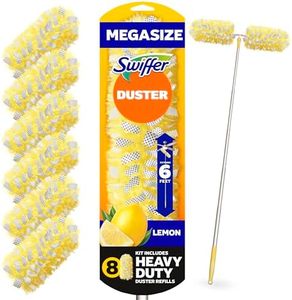 Swiffer Duster Kit with 6 ft Super Extendable Handle, Heavy Duty Starter Kit with 8 Refills, Lemon Scent