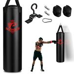 Goplus Punching Bag for Adults, 64LBS Filled Hanging Boxing Bag Set with 12OZ Boxing Gloves & 95” Hand Wraps, Suitable for Home Gym Workout, Kickboxing, MMA, Muay Thai, Krav MAGA, Taekwondo, Karate