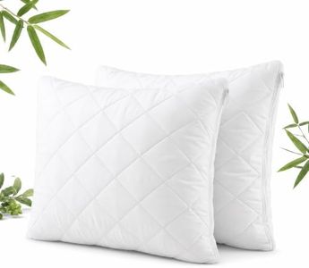 SOLOSHINE Waterproof Pillow Protector with Zipper, 100% Rayon from Bamboo Surface, Silky-Soft & Breathable, Gentle on Hair & Skin, 20" x 30" Queen, 2 Pack