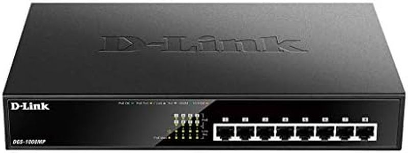 D-Link DGS-1008MP Router Switch Desktop con 8 Porte, Gigabit Max POE, Nero/Antracite
